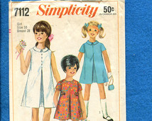 Vintage 1960's Simplicity 7112 Retro Girl's School Dresses Size 10