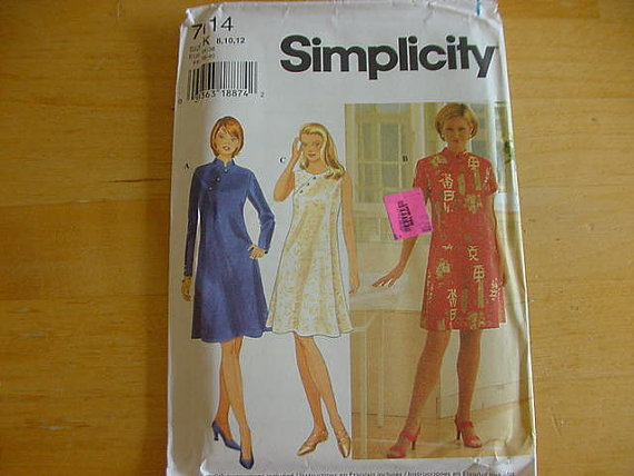 Vintage 1990s Simplicity Pattern 7114, Misses' Dress, Sleeve and Neck ...