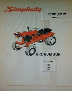 Simplicity 6hp Broadmoor Lawn Garden Tractor Owner & Parts Manual 16p ...