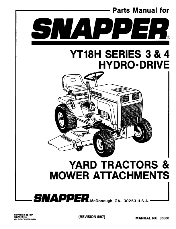 Additional Snapper HYT18 Series Lawn Mower Literature