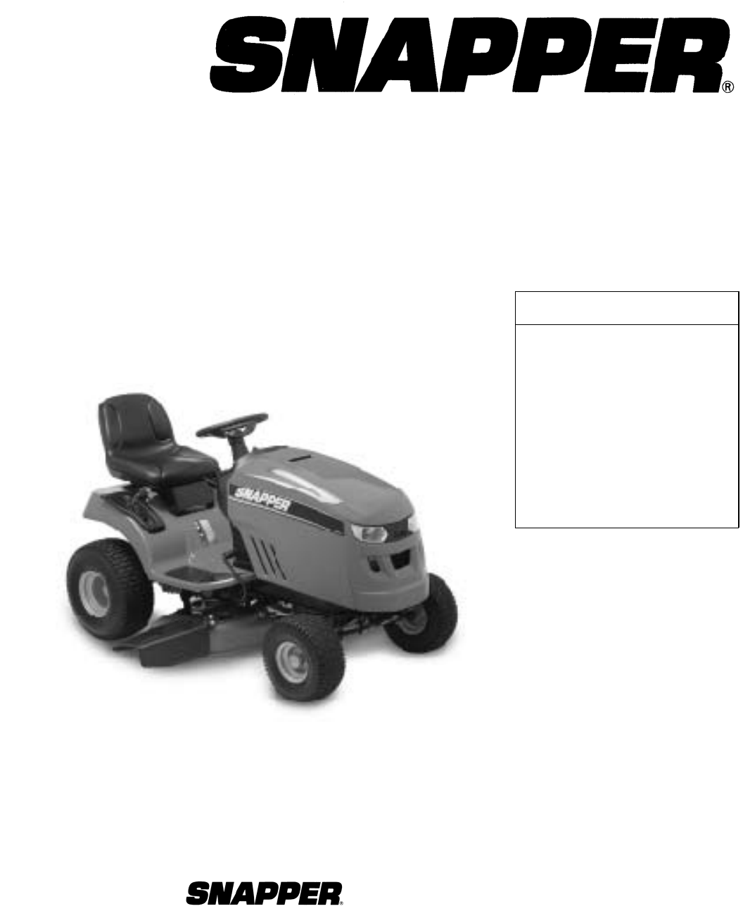Snapper LT18538 (2690577) Lawn Mower User Manual