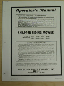 SNAPPER 2652 2652S 2681 2681S 2651 RIDING LAWN MOWER OPERATOR'S MANUAL ...