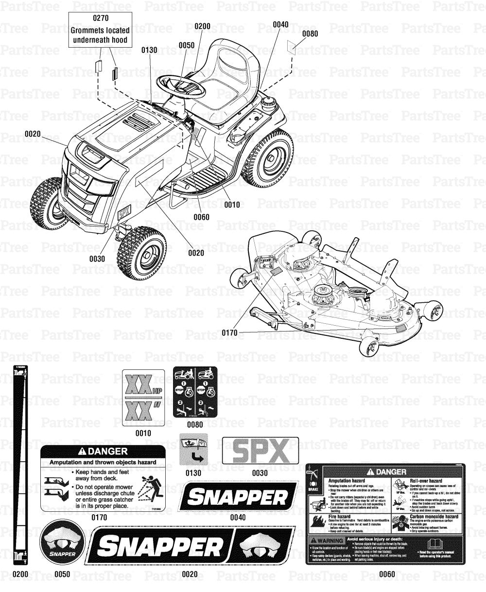 Snapper SPX2352 (2691022-01) - Snapper 52 Lawn Tractor, 23 HP, SPX150 ...