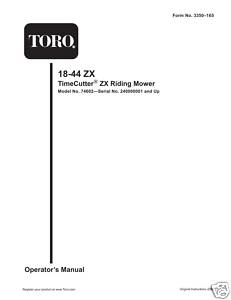 Toro 18-44ZX Timecutter Z Operators Manual - Home & Garden Outdoor ...