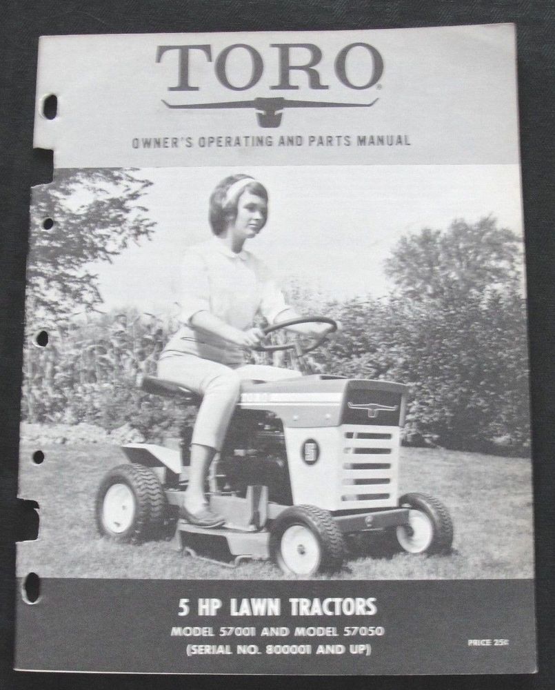 1968 TORO MODEL 57001 57050 RIDING MOWER TRACTOR OWNER'S & PARTS ...