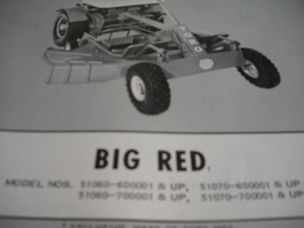 toro big red 51060,51070,600001 + parts list manual,antique tractor ...