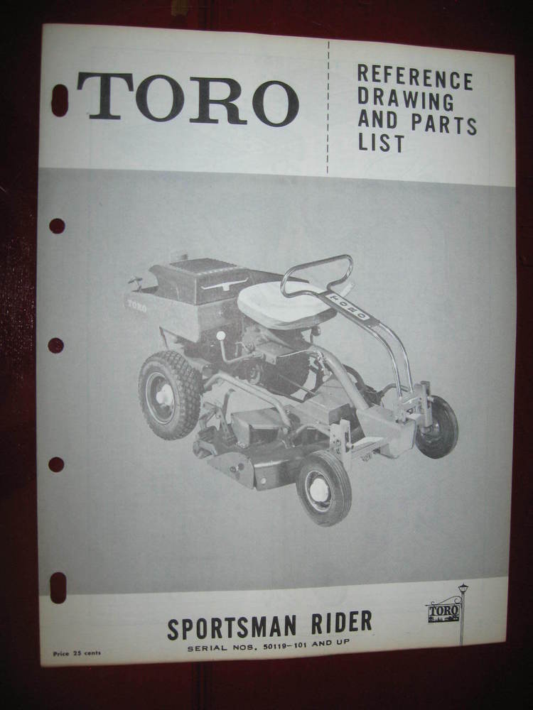 1959 Toro Sportsman Rider Mower models 50119-101 & Up Parts Manual ...