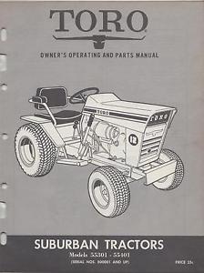 ... toro suburban tractor owner s operating parts list manual ebay toro