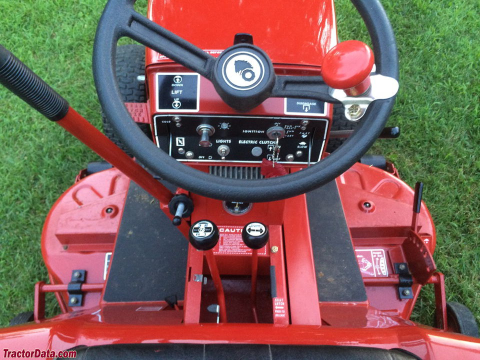 Wheel Horse 10HP 8-speed operator station and controls. Photo courtesy ...
