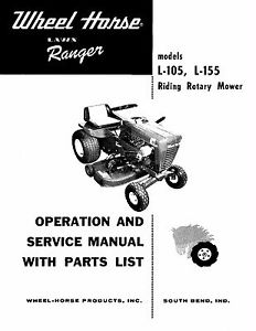 Wheel Horse Tractor Operation,Service Manual Models L-105 & L-155 ...