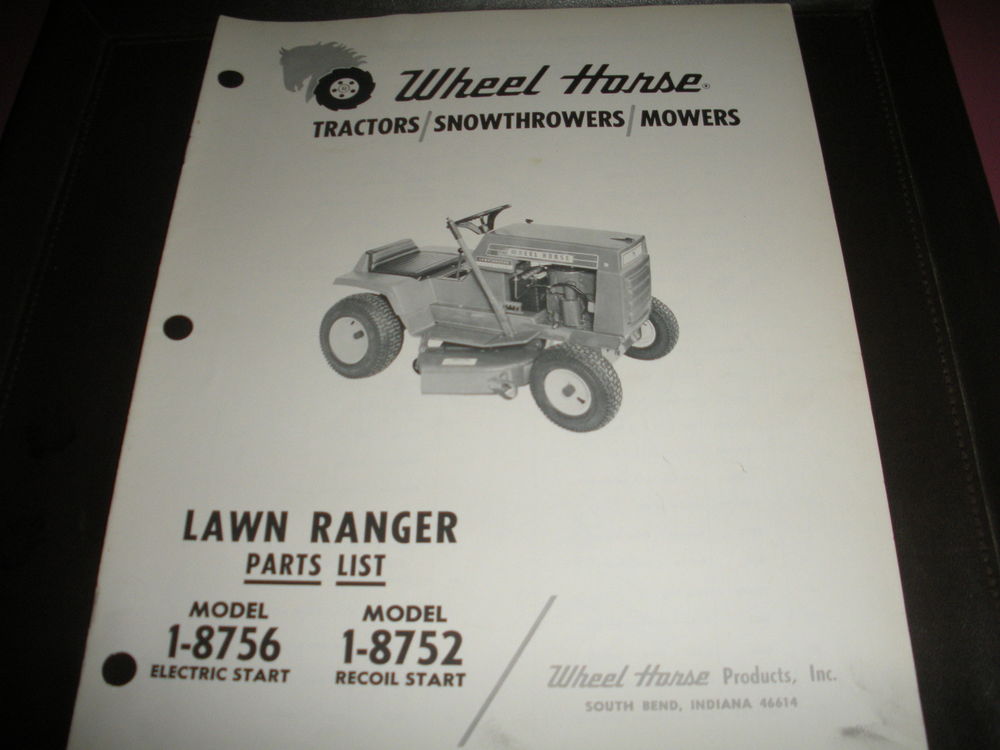 wheel horse lawn ranger 8756,8752 parts manual,orig,antique wheel ...