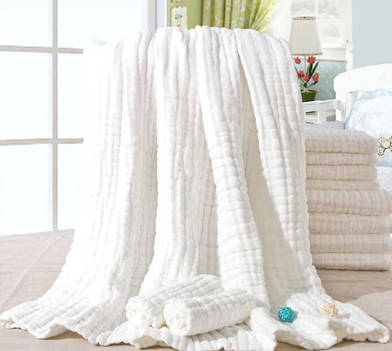Layers Crinkle Cotton Gauze blanket 100% Cotton white color 110 x 110 ...
