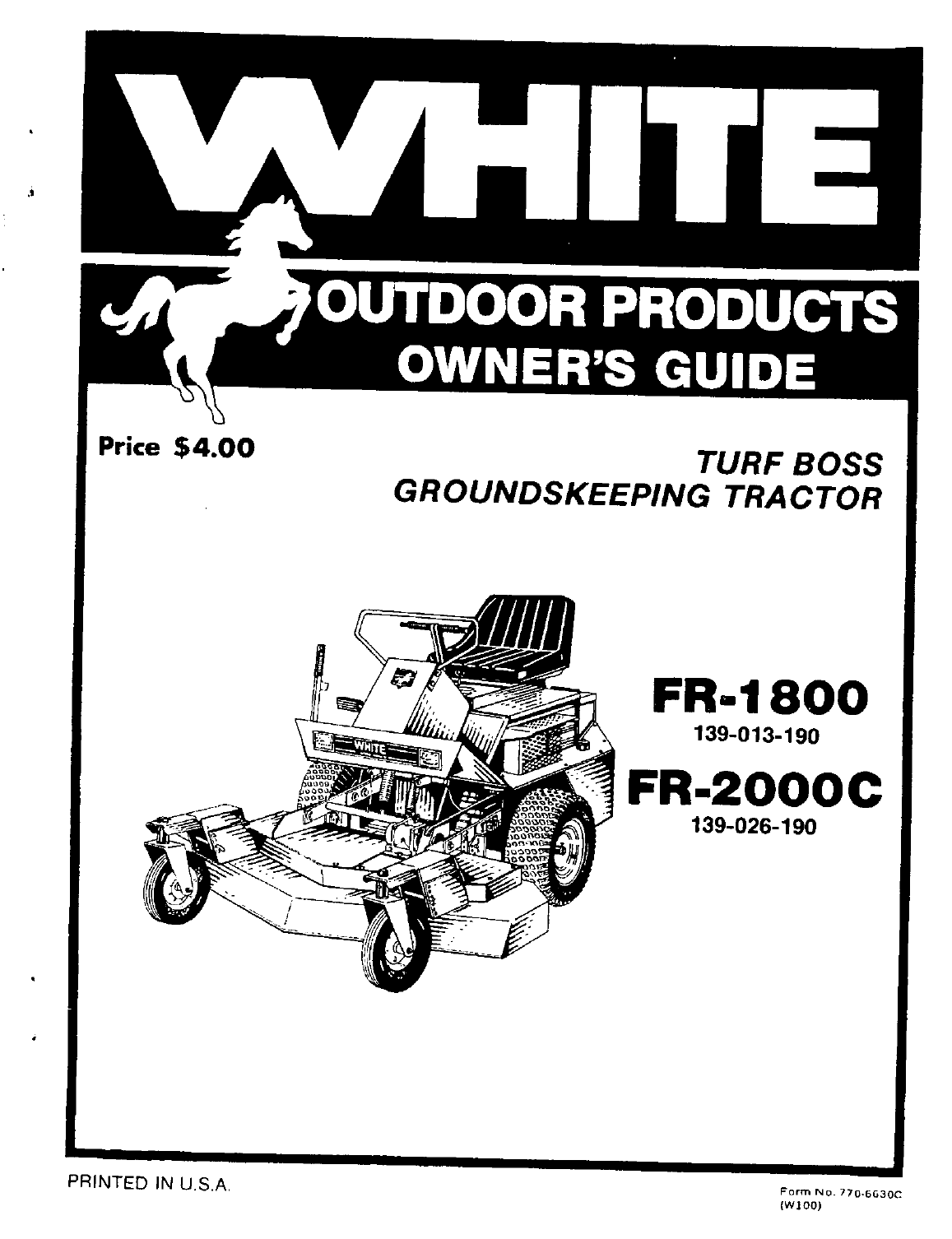 White Outdoor Lawn Mower FR-1800 User Guide | ManualsOnline.com