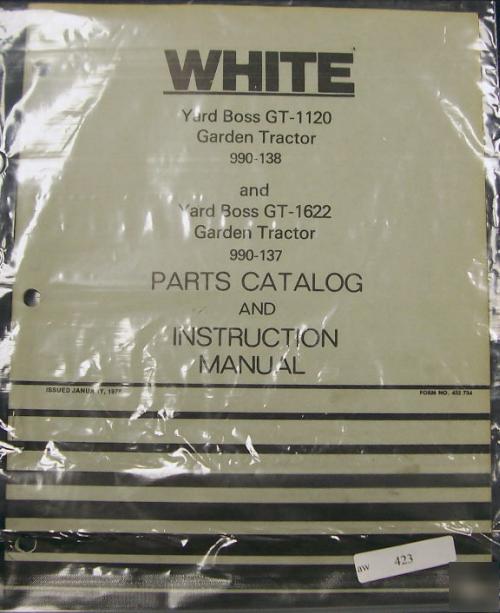 White gt-1120 gt-1622 garden tractor parts manual