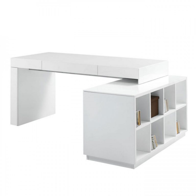 Shaped Desk White Awe-Inspiring On Home Furniture Or Contemporary ...