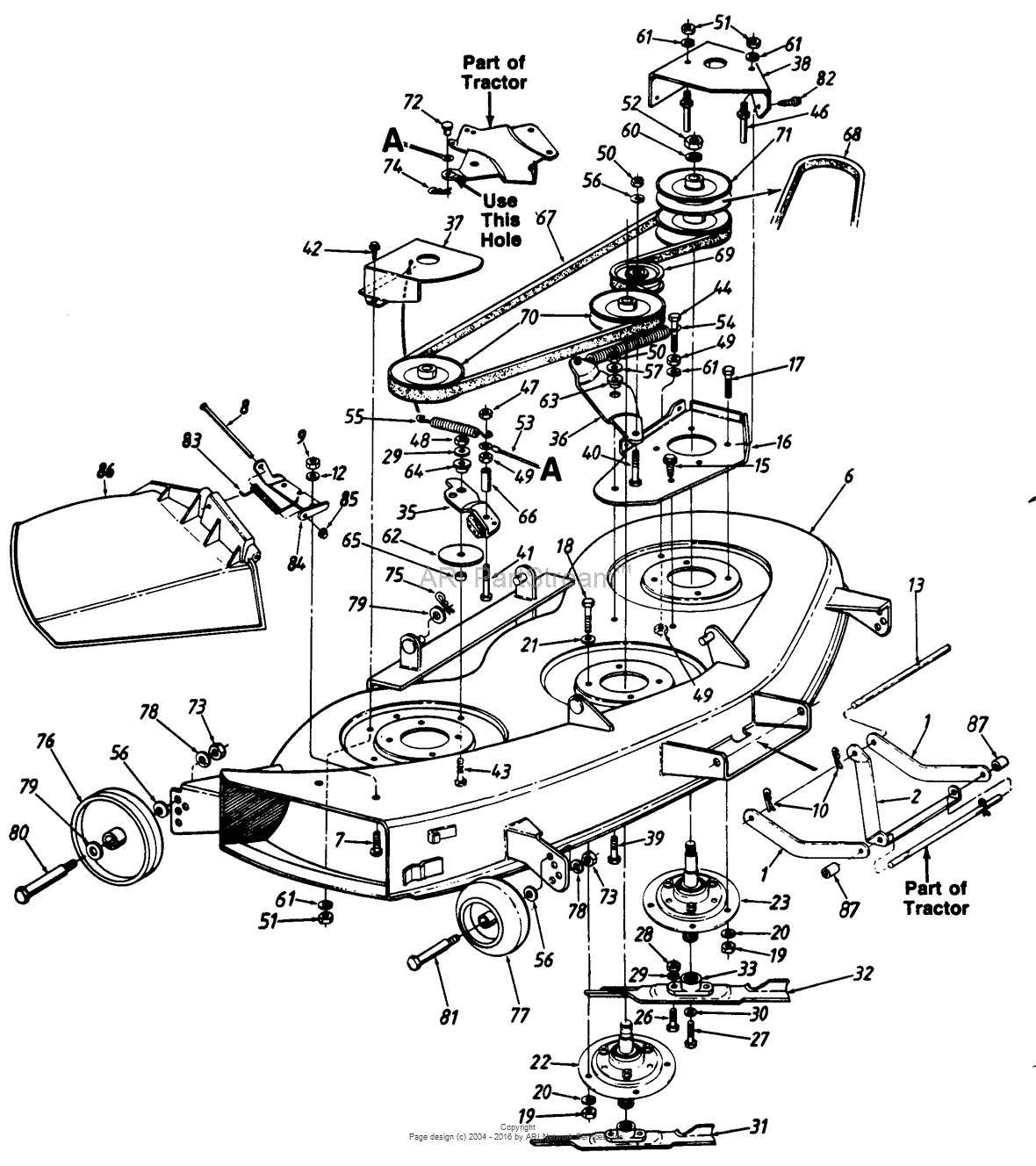 MTD 130-826H190 LGT-165 (1990) Parts Diagram for Deck Assembly