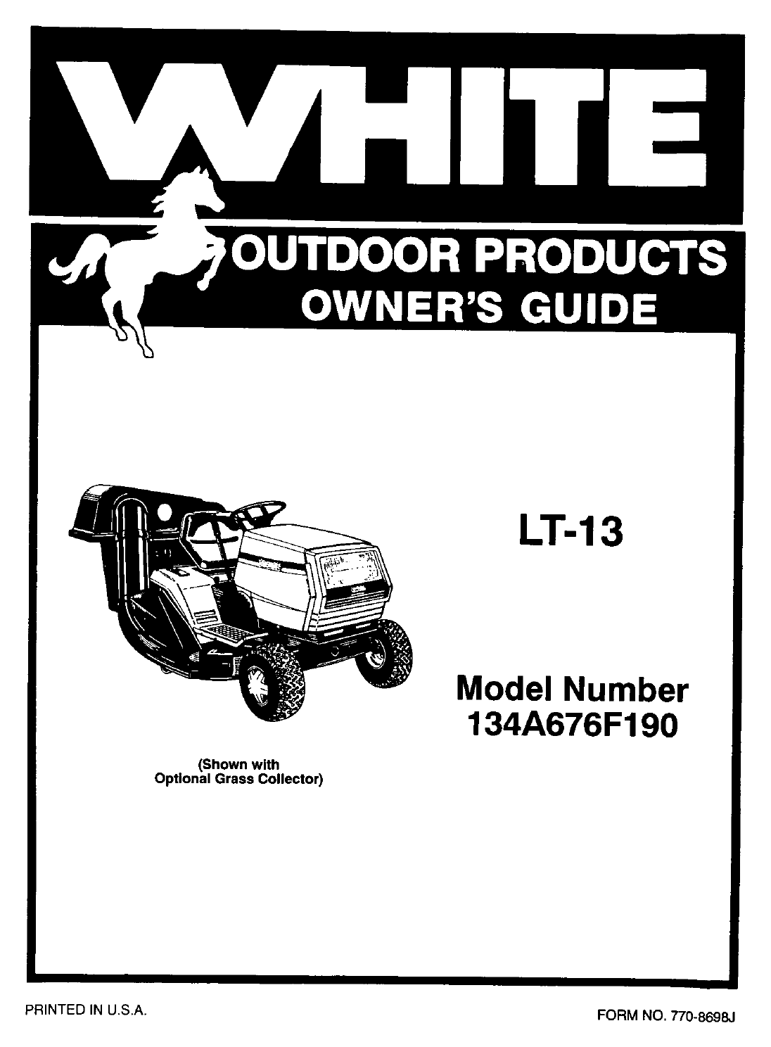 White Lawn Mower 134A676F190 User Guide | ManualsOnline.com