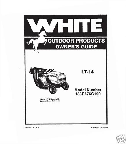 White LT-14 Lawn Tractor Owner Manual Model 133R676G190 for sale