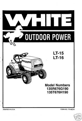White LT-15 & LT-16 Lawn Tractor Owners Manual for sale