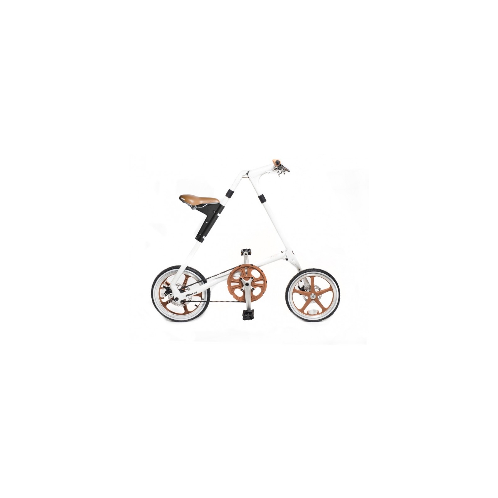 Strida LT 16 inch Alloy Folding Bike - White/Brown - Jollymap