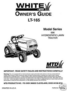 White-LT-165-Hydrostatic-Lawn-Tractor-Manual-Model-696