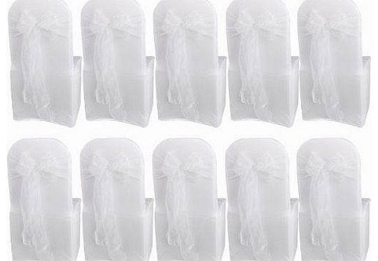 10 White Organza Chair Cover Sashes Bow for Wedding Party Birthday ...