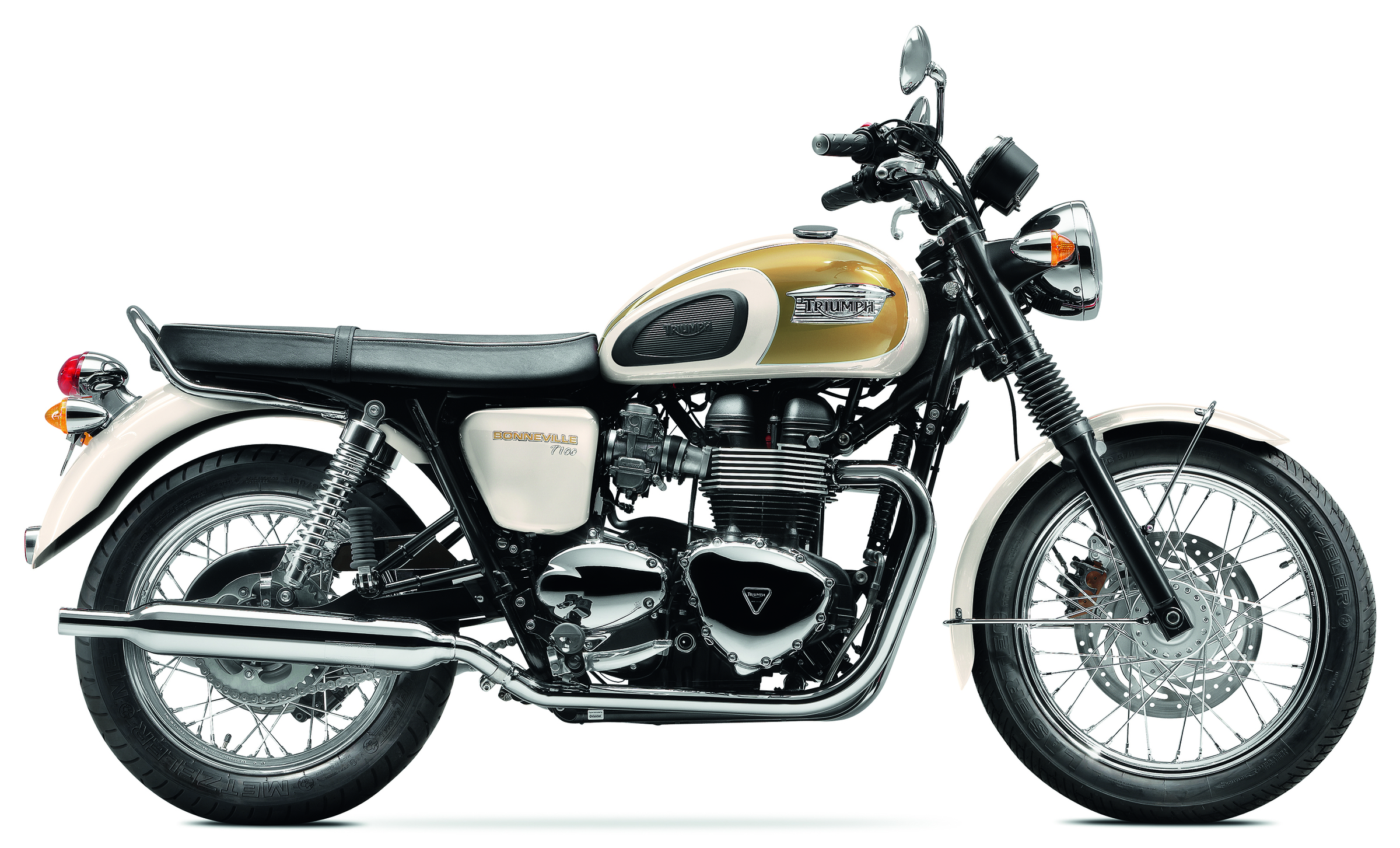 In addition to the new gold and white paint, the ‘14 Bonneville T100 ...