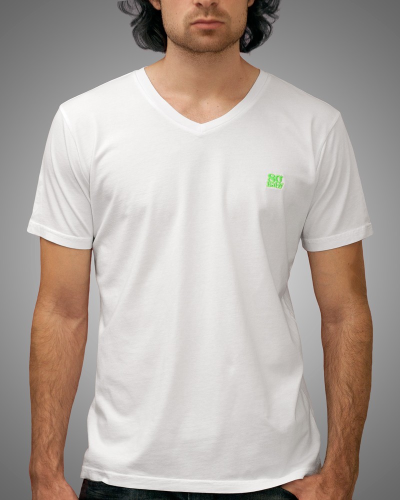 Classic V-Neck II T-Shirt White-Neon | 80s Baby International