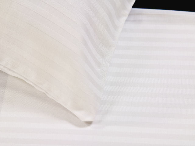 85 x 115 T-300 White Satin Stripe Hotel Sheets