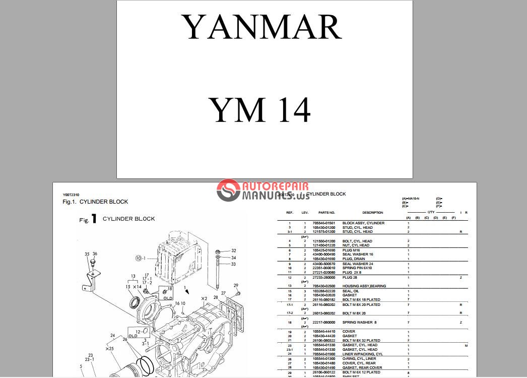 YANMAR Tractor YM14 Parts Manual | Auto Repair Manual Forum - Heavy ...