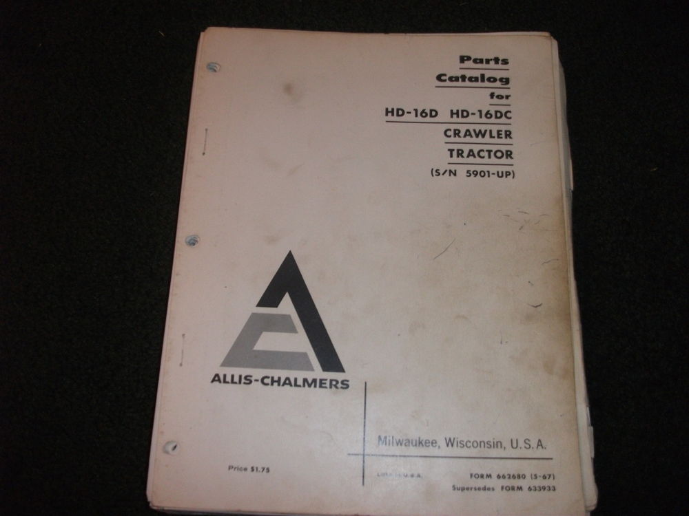 Allis-Chalmers HD16D HD16DC tractor parts manual | eBay