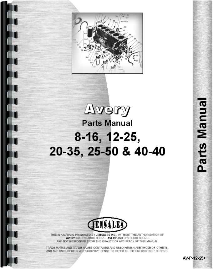 Avery 12-25 Tractor Parts Manual (HTAV-P1225)
