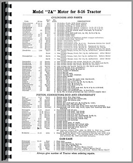 Avery 12-25 Tractor Parts Manual (HTAV-P1225)