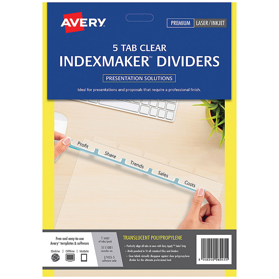 Avery IndexMaker Dividers A4 5 Tab | COS - Complete Office Supplies