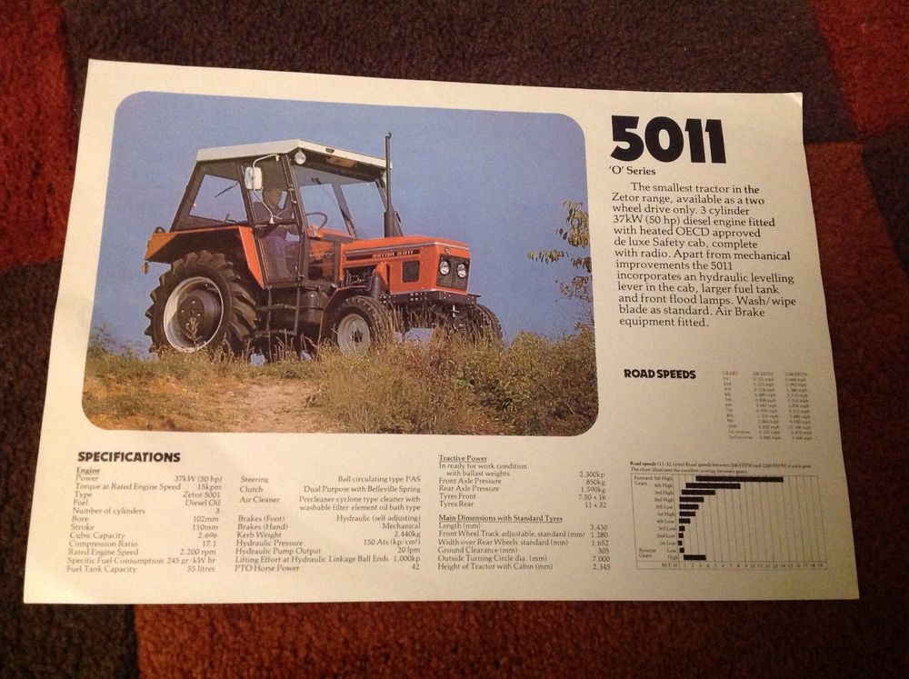 Zetor 5011 'O' Series tractor brochure (Ursus Belarus Massey Ferguson ...