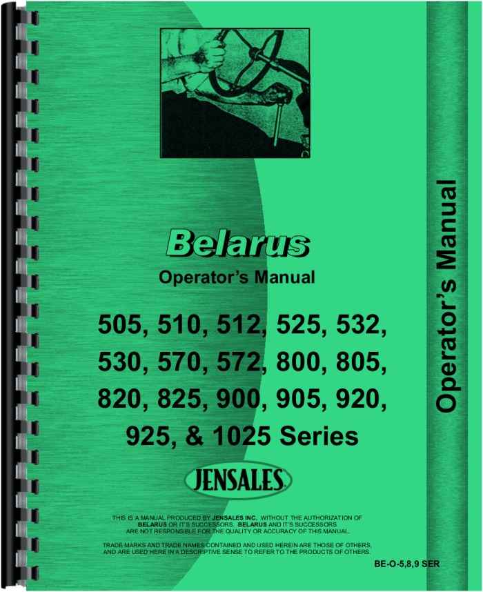 Belarus 905 Tractor Operators Manual (HTBE-O589SER)