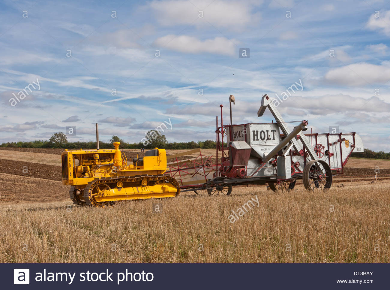1936 Caterpillar RD7 and a 1928 Holt model 36 Combine Harvester Stock ...