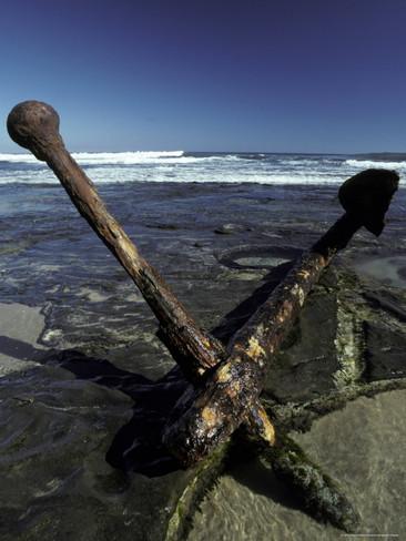 Nineteenth Century Shipwreck Anchor on a Remote and Rugged Beach ...