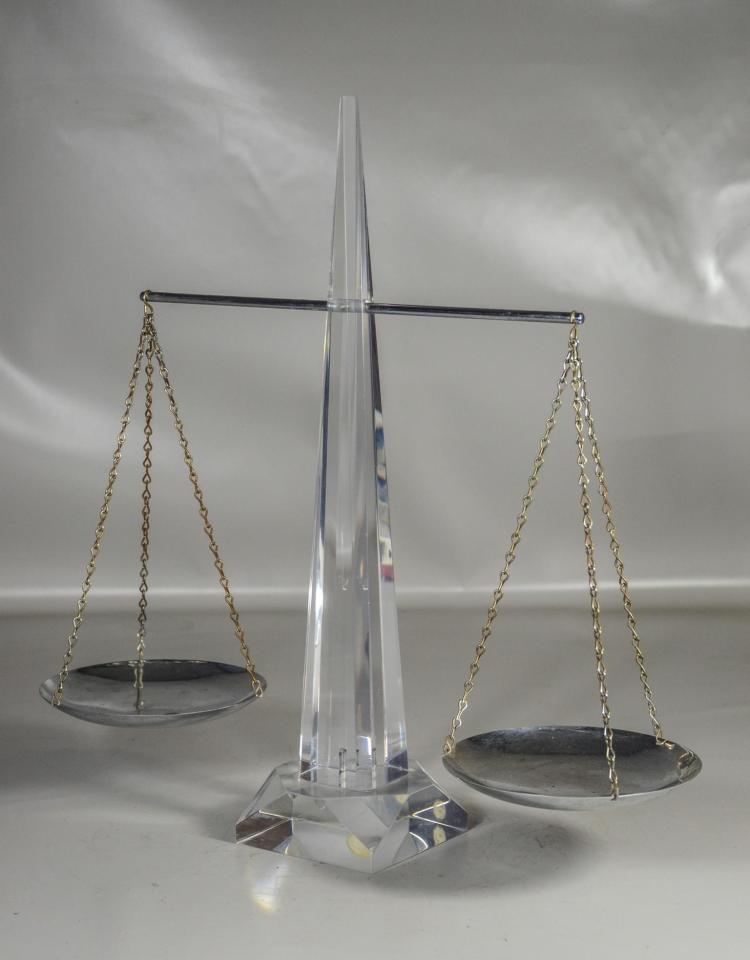 Mid Century Modern Lucite and Chrome balance scale by Astrolite ...