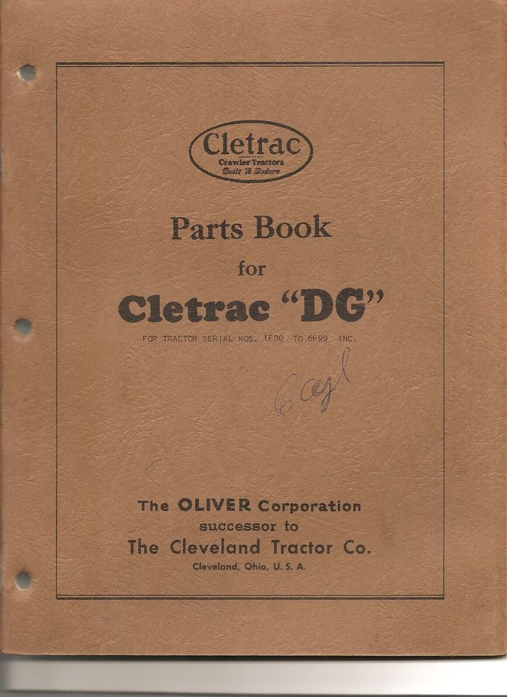 Parts Book Manual Oliver Cletrac DG Early | eBay