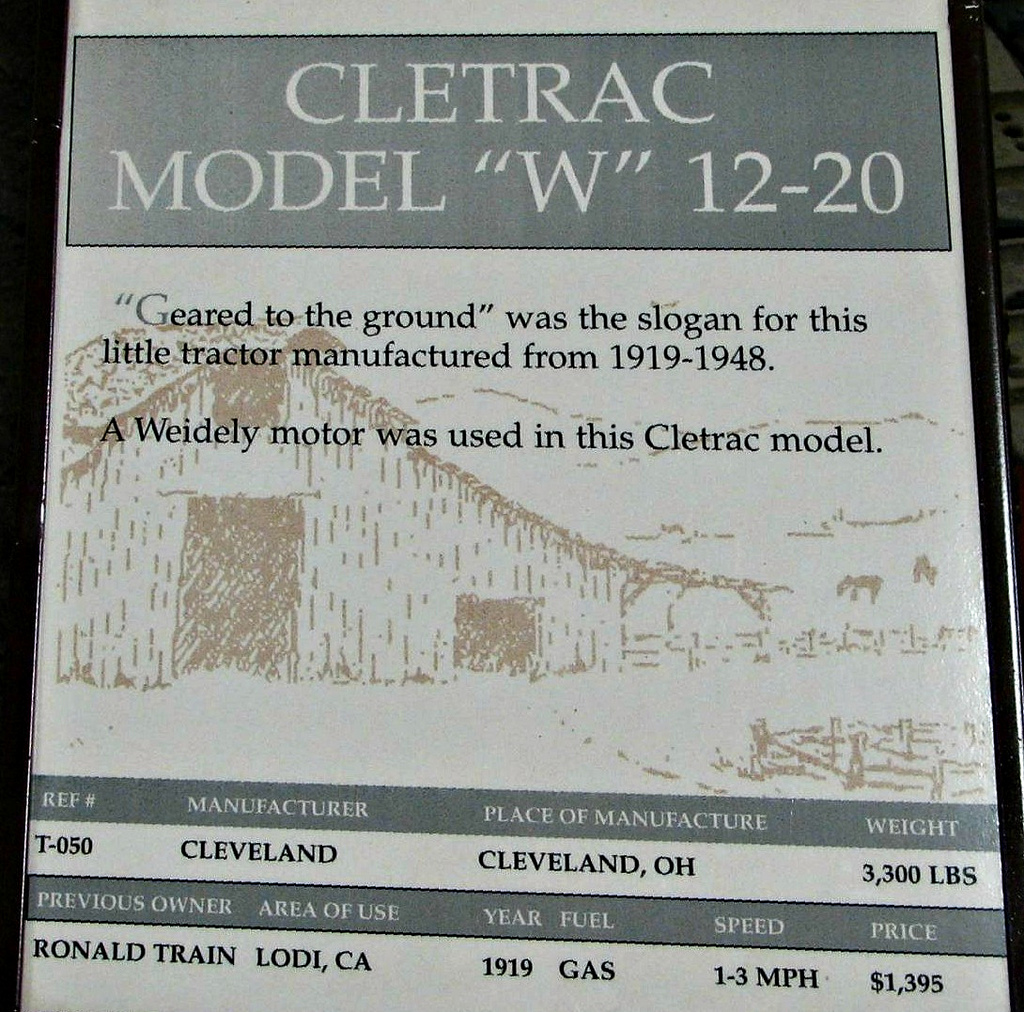 1919 Cletrac Model W 12-20 info | Photographed at the Heidri ...
