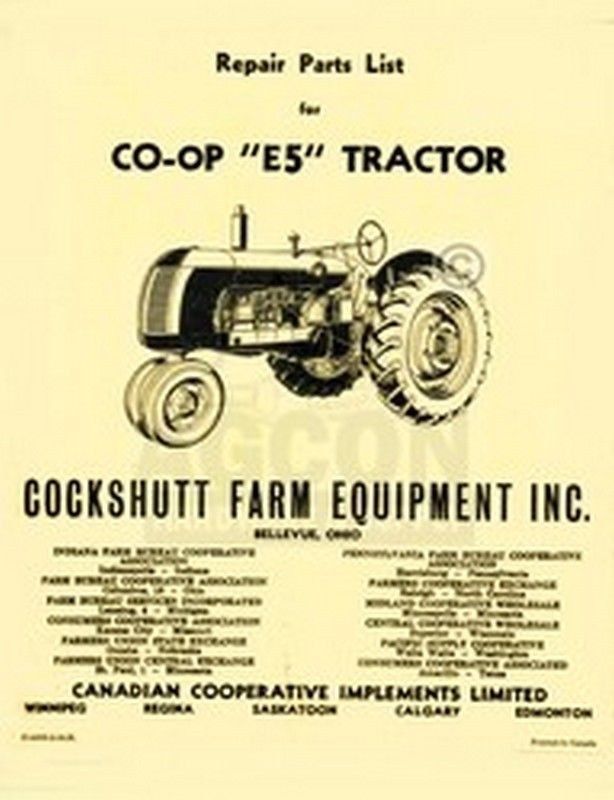 Cockshutt CO-OP E5 Tractor Repair Parts List Manual | eBay