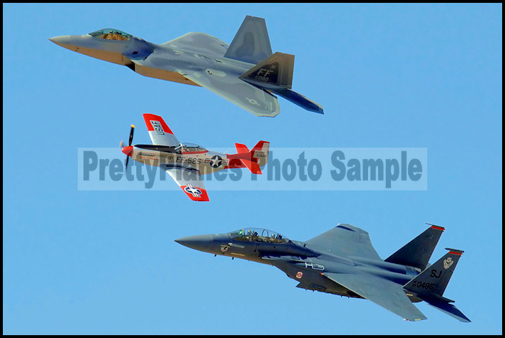 22 Raptor F-15E Eagle P-51 Heritage Flight 2007 8x12 Aircraft Photos ...