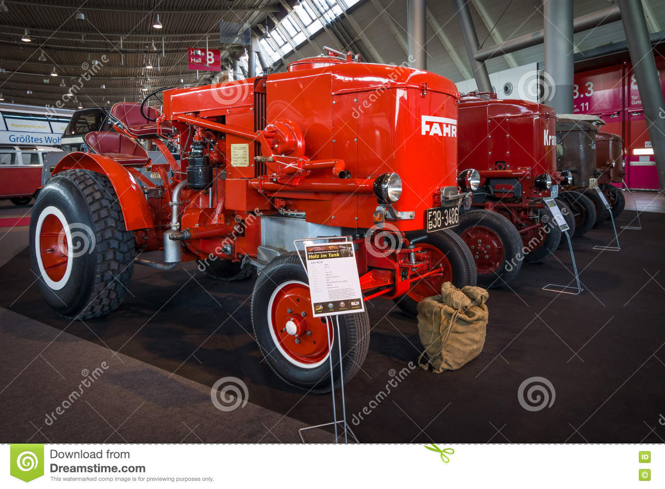 The tractor Fahr HG25 Holzgas (wood gas generator), 1943. Editorial ...